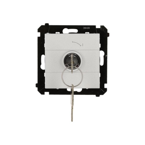 Łącznik na kluczyk jednobiegunowy - 2 pozycyjny „0-I” Simon 55 TW1K.01/143 Kontakt-Simon aluminium mat