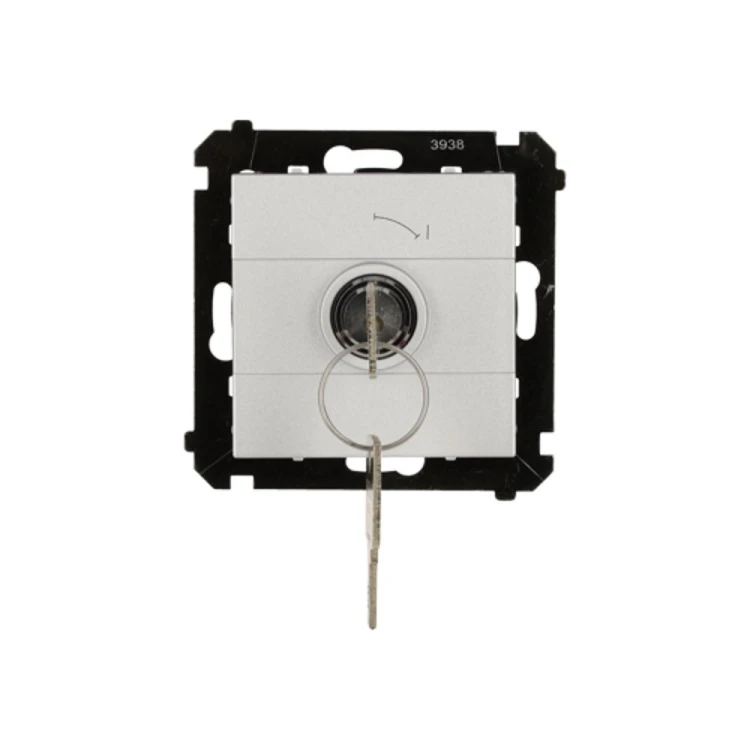 Łącznik na kluczyk jednobiegunowy - 2 pozycyjny „0-I” Simon 55 TW1K.01/143 Kontakt-Simon aluminium mat