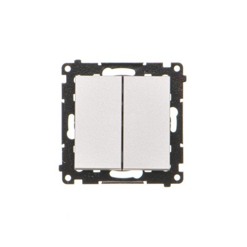 Łącznik jednobiegunowy + przycisk ( 2 klawisze) Simon 55 TW1P1A.01/143 Kontakt-Simon aluminium mat