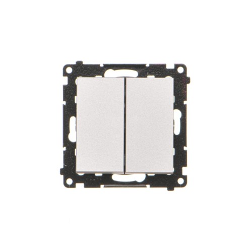 Łącznik jednobiegunowy + przycisk ( 2 klawisze) Simon 55 TW1P1A.01/143 Kontakt-Simon aluminium mat