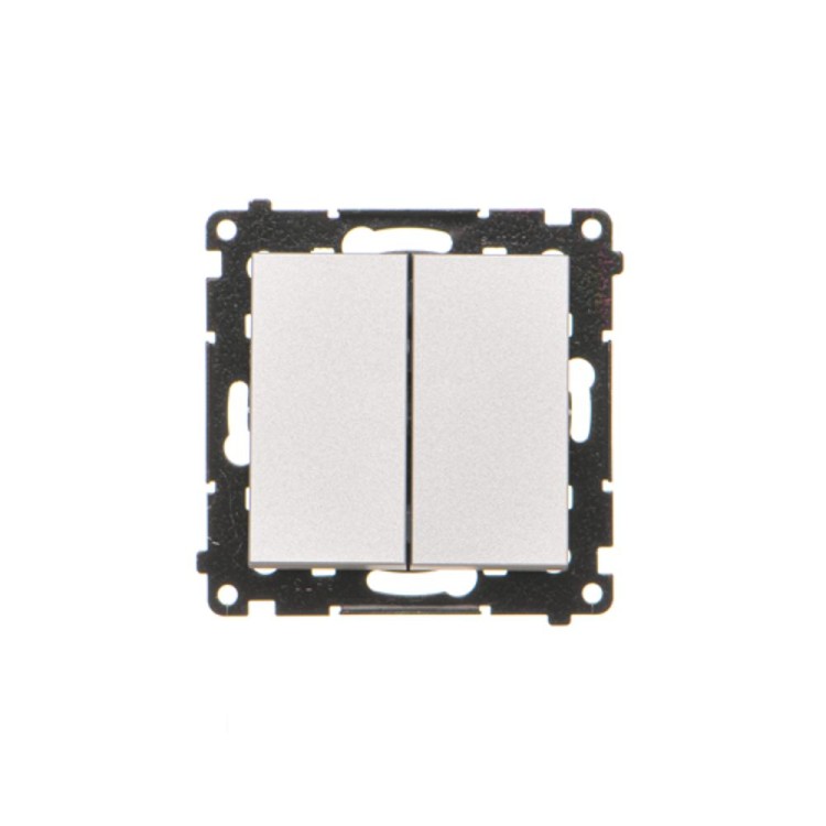 Łącznik jednobiegunowy + przycisk ( 2 klawisze) Simon 55 TW1P1A.01/143 Kontakt-Simon aluminium mat