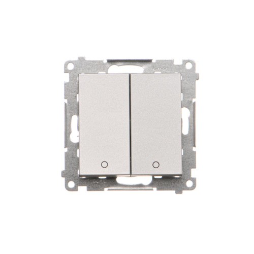 Łącznik dwubiegunowy podwójny Simon 55 TW22A.01/143 Kontakt-Simon aluminium mat