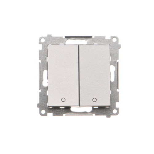 Łącznik dwubiegunowy podwójny Simon 55 TW22A.01/143 Kontakt-Simon aluminium mat