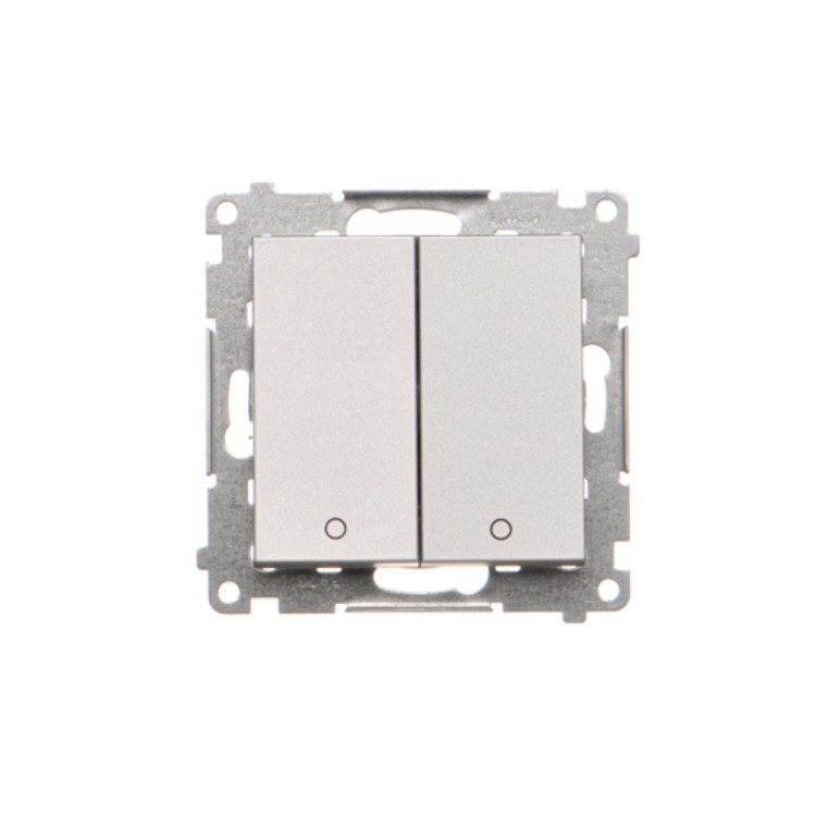 Łącznik dwubiegunowy podwójny Simon 55 TW22A.01/143 Kontakt-Simon aluminium mat