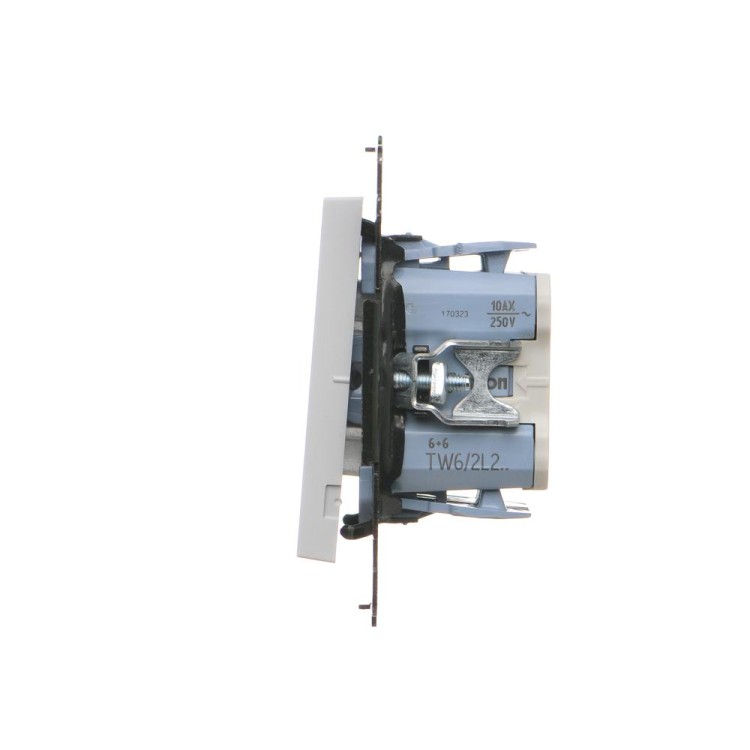Łącznik schodowy podwójny z podświetleniem LED Simon 55 TW6/2L2.01/114 Kontakt-Simon jasnoszary mat