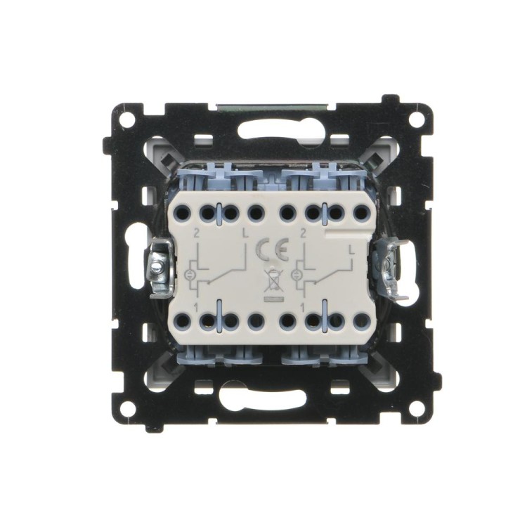 Łącznik schodowy podwójny z podświetleniem LED Simon 55 TW6/2L2.01/114 Kontakt-Simon jasnoszary mat
