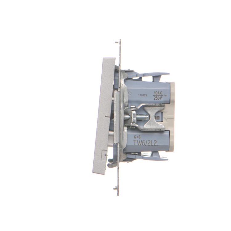 Łącznik schodowy podwójny z podświetleniem LED Simon 55 TW6/2L2.01/143 Kontakt-Simon aluminium mat