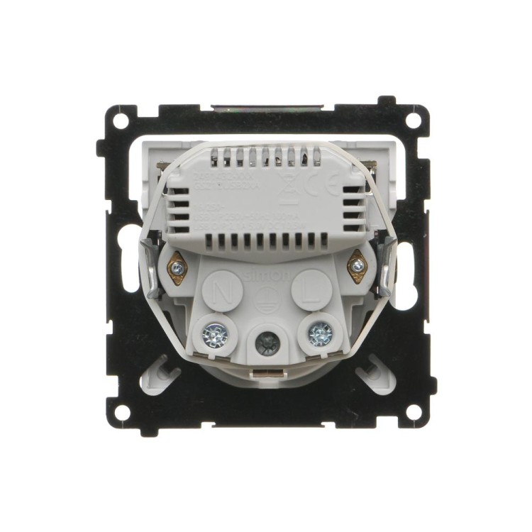 Gniazdo Schuko ze zintegrowaną ładowarką 2xUSB Simon 55 TGSZ1ZUSB2AA.01/111 Kontakt-Simon biały mat