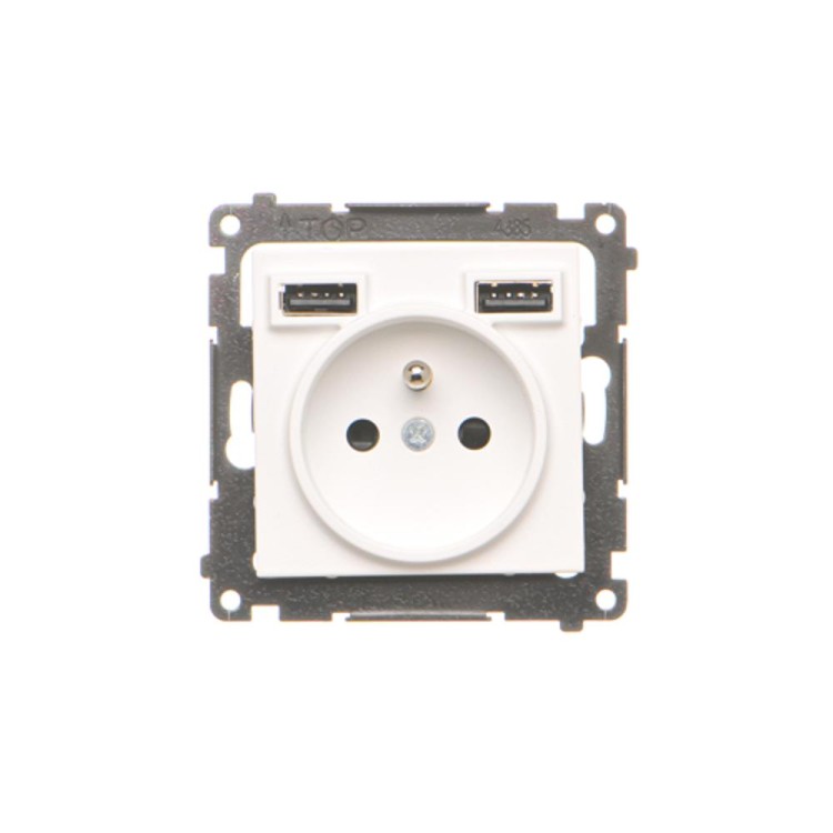 Gniazdo z ładowarką USB Simon 55 TGZ1ZUSB2AA.01/111 Kontakt-Simon biały mat