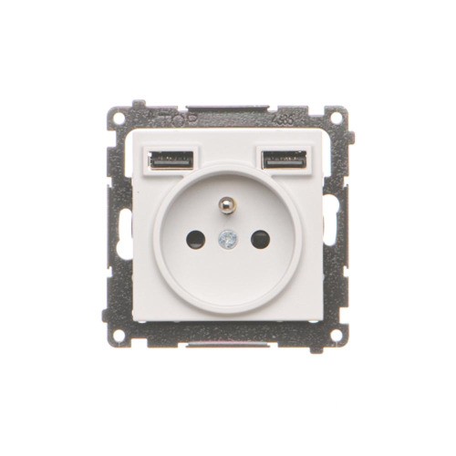 Gniazdo z ładowarką USB Simon 55 TGZ1ZUSB2AA.01/114 Kontakt-Simon jasnoszary mat