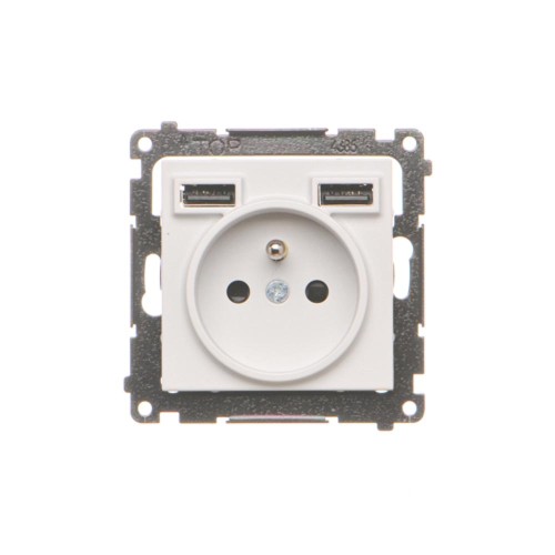 Gniazdo z ładowarką USB Simon 55 TGZ1ZUSB2AA.01/114 Kontakt-Simon jasnoszary mat