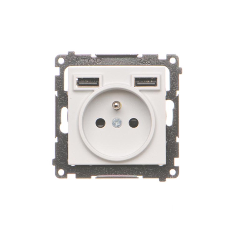 Gniazdo z ładowarką USB Simon 55 TGZ1ZUSB2AA.01/114 Kontakt-Simon jasnoszary mat