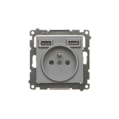 Gniazdo z ładowarką USB Simon 55 TGZ1ZUSB2AA.01/116 Kontakt-Simon grafitowy mat