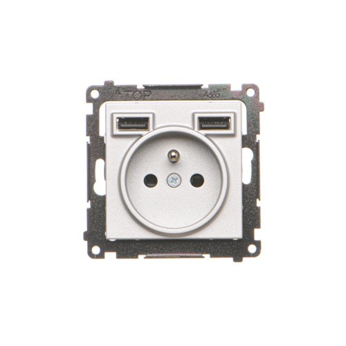 Gniazdo z ładowarką USB Simon 55 TGZ1ZUSB2AA.01/143 Kontakt-Simon aluminium mat