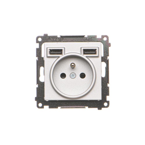 Gniazdo z ładowarką USB Simon 55 TGZ1ZUSB2AA.01/143 Kontakt-Simon aluminium mat