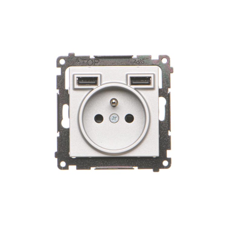Gniazdo z ładowarką USB Simon 55 TGZ1ZUSB2AA.01/143 Kontakt-Simon aluminium mat