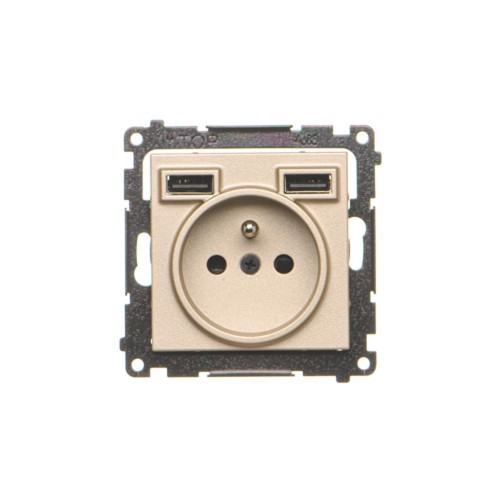 Gniazdo z ładowarką USB Simon 55 TGZ1ZUSB2AA.01/144 Kontakt-Simon szampański mat