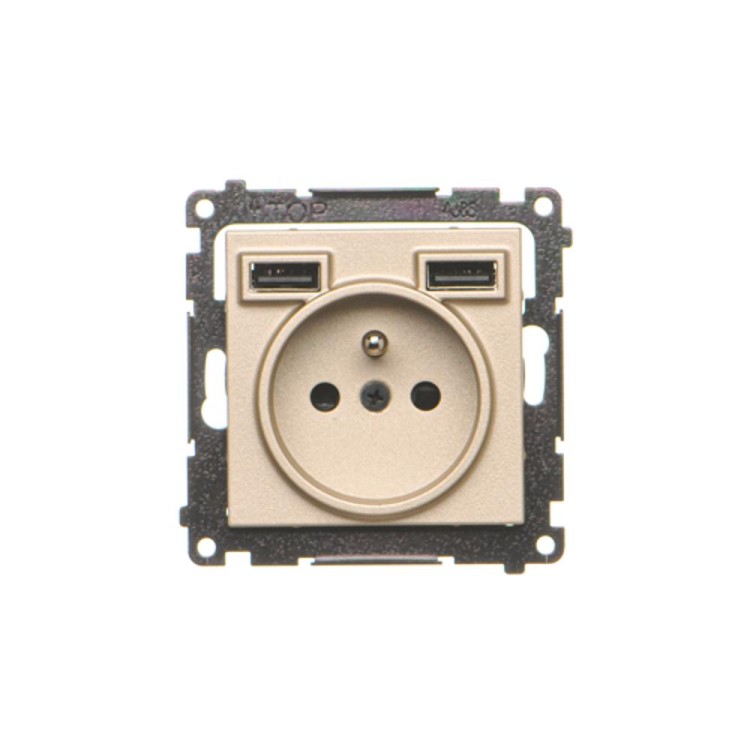 Gniazdo z ładowarką USB Simon 55 TGZ1ZUSB2AA.01/144 Kontakt-Simon szampański mat