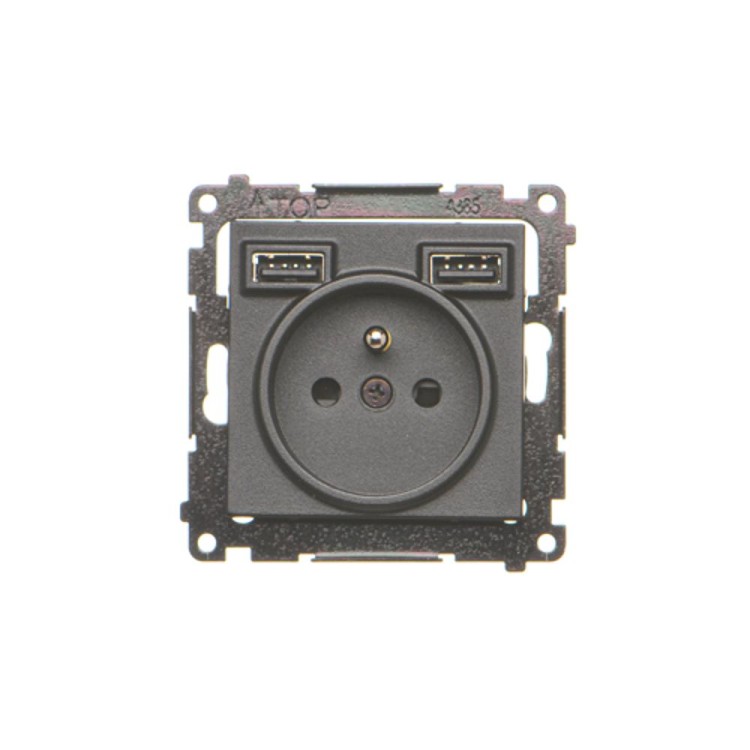 Gniazdo z ładowarką USB Simon 55 TGZ1ZUSB2AA.01/149 Kontakt-Simon czarny mat