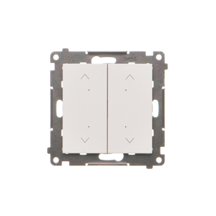 Łącznik / przycisk roletowy podwójny elektroniczny Simon 55 TEZ2.01/114 Kontakt-Simon jasnoszary mat