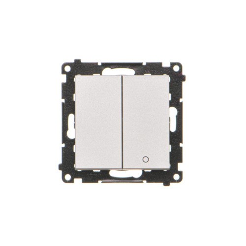 Łącznik jednobiegunowy + łącznik dwubiegunowy – 2 klawisze Simon 55 TW12A.01/143 Kontakt-Simon aluminium mat