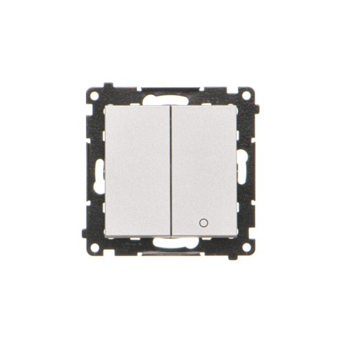 Łącznik jednobiegunowy + łącznik dwubiegunowy – 2 klawisze Simon 55 TW12A.01/143 Kontakt-Simon aluminium mat