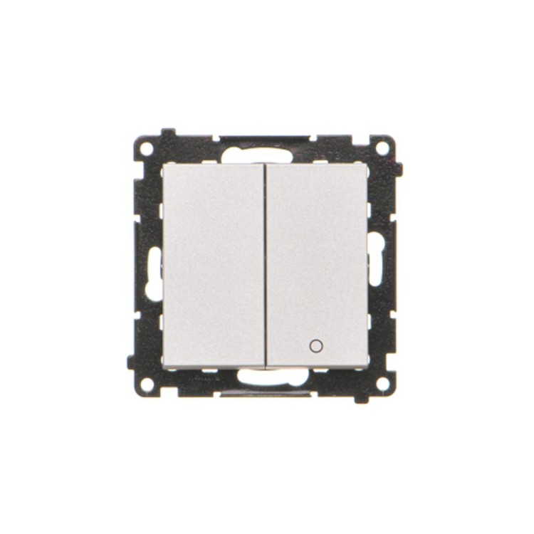 Łącznik jednobiegunowy + łącznik dwubiegunowy – 2 klawisze Simon 55 TW12A.01/143 Kontakt-Simon aluminium mat
