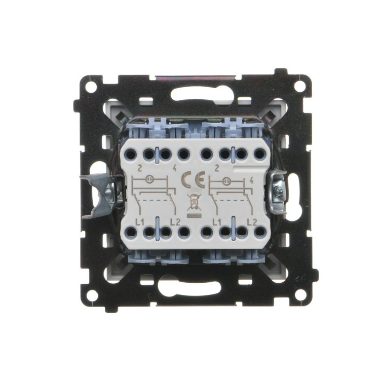 Łącznik krzyżowy podwójny z podświetleniem LED Simon 55 TW7/2L2.01/114 Kontakt-Simon jasnoszary mat