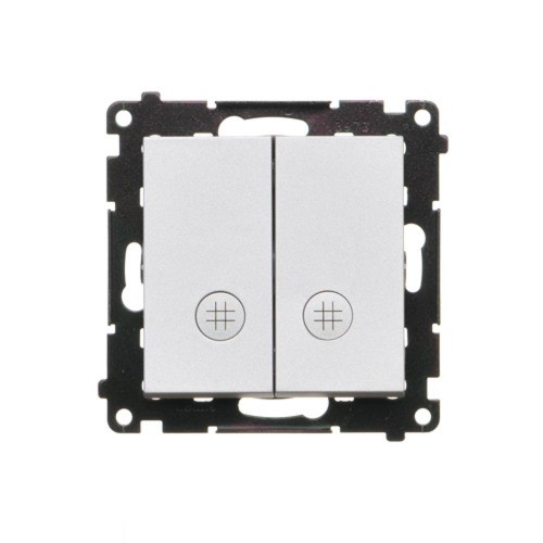Łącznik krzyżowy podwójny z podświetleniem LED Simon 55 TW7/2L2.01/143 Kontakt-Simon aluminium mat