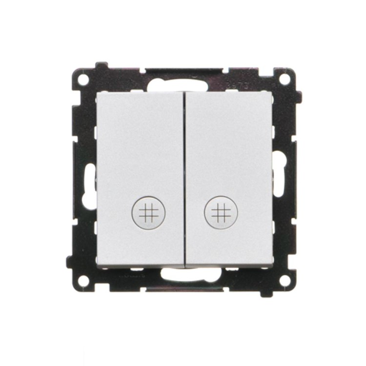 Łącznik krzyżowy podwójny z podświetleniem LED Simon 55 TW7/2L2.01/143 Kontakt-Simon aluminium mat