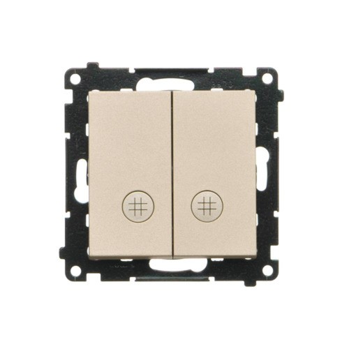 Łącznik krzyżowy podwójny z podświetleniem LED Simon 55 TW7/2L2.01/144 Kontakt-Simon szampański mat