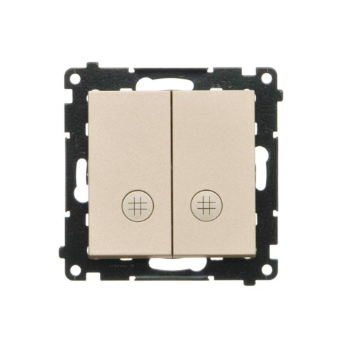 Łącznik krzyżowy podwójny z podświetleniem LED Simon 55 TW7/2L2.01/144 Kontakt-Simon szampański mat