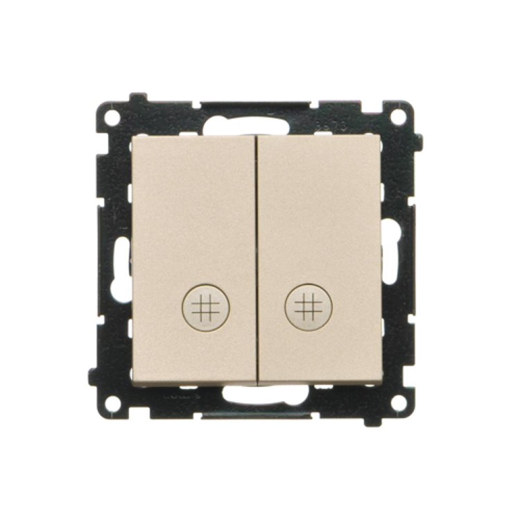 Łącznik krzyżowy podwójny z podświetleniem LED Simon 55 TW7/2L2.01/144 Kontakt-Simon szampański mat