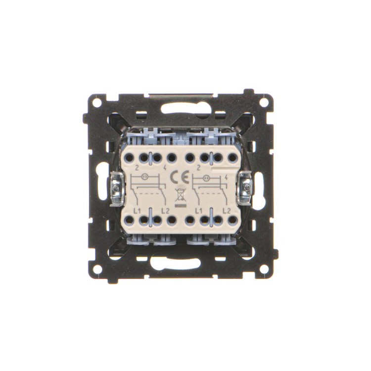 Łącznik krzyżowy podwójny z podświetleniem LED Simon 55 TW7/2L2.01/149 Kontakt-Simon czarny mat