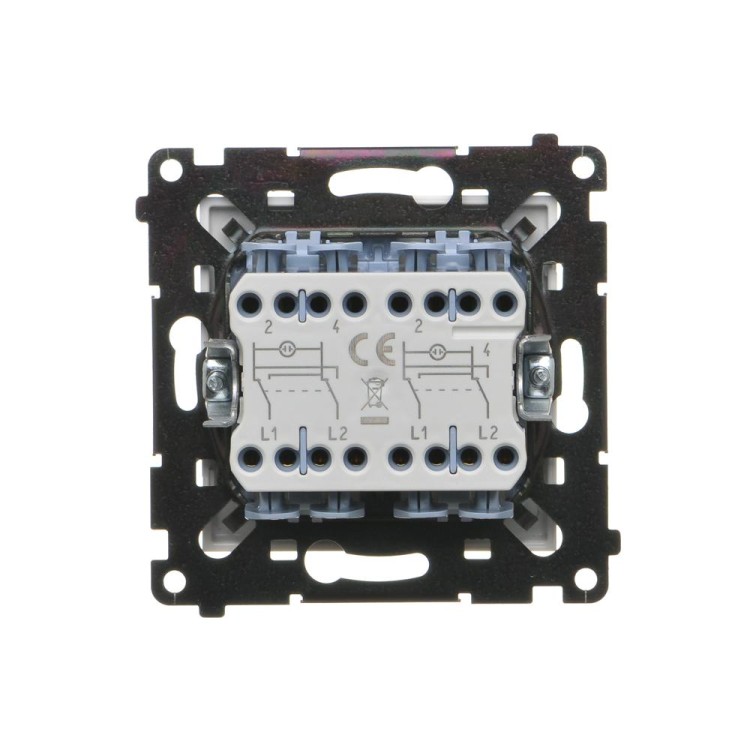 Łącznik krzyżowy podwójny z podświetleniem LED Simon 55 TW7/2L2.01/X/111 Kontakt-Simon biały mat