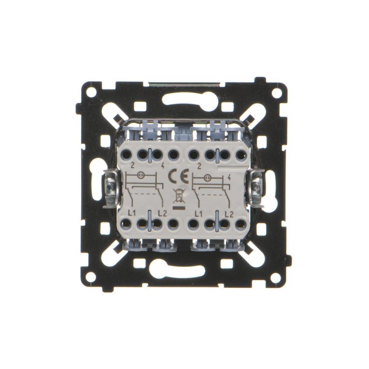 Łącznik krzyżowy podwójny z podświetleniem LED Simon 55 SW7/2L2MR Kontakt-Simon czarny