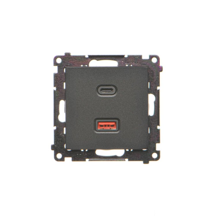 Ładowarka USB podwójna Simon 55 TEC2CAQ.01/149 Kontakt-Simon czarny mat
