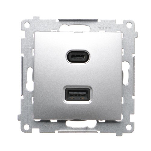 Ładowarka USB podwójna Simon 54 DEC2CAQ.01/43 Kontakt-Simon srebrny mat, metalizowany