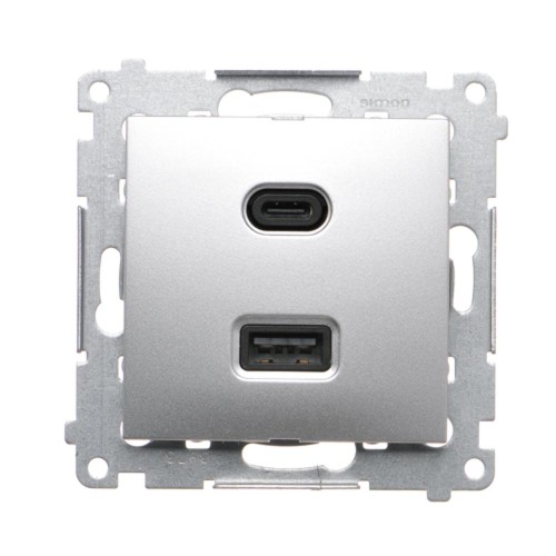 Ładowarka USB podwójna Simon 54 DEC2CAQ.01/43 Kontakt-Simon srebrny mat, metalizowany