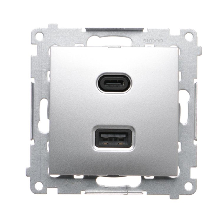 Ładowarka USB podwójna Simon 54 DEC2CAQ.01/43 Kontakt-Simon srebrny mat, metalizowany