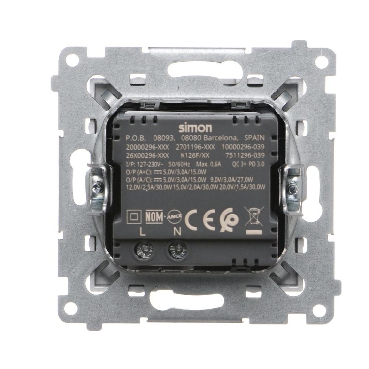 Ładowarka USB podwójna Simon 54 DEC2CAQ.01/43 Kontakt-Simon srebrny mat, metalizowany
