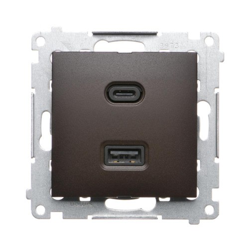 Ładowarka USB podwójna Simon 54 DEC2CAQ.01/46 Kontakt-Simon brąz mat, metalizowany