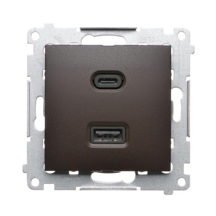 Ładowarka USB podwójna Simon 54 DEC2CAQ.01/46 Kontakt-Simon brąz mat, metalizowany