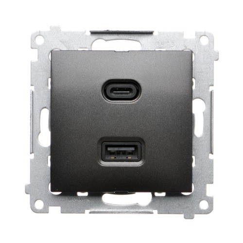 Ładowarka USB podwójna Simon 54 DEC2CAQ.01/48 Kontakt-Simon antracyt, metalizowany