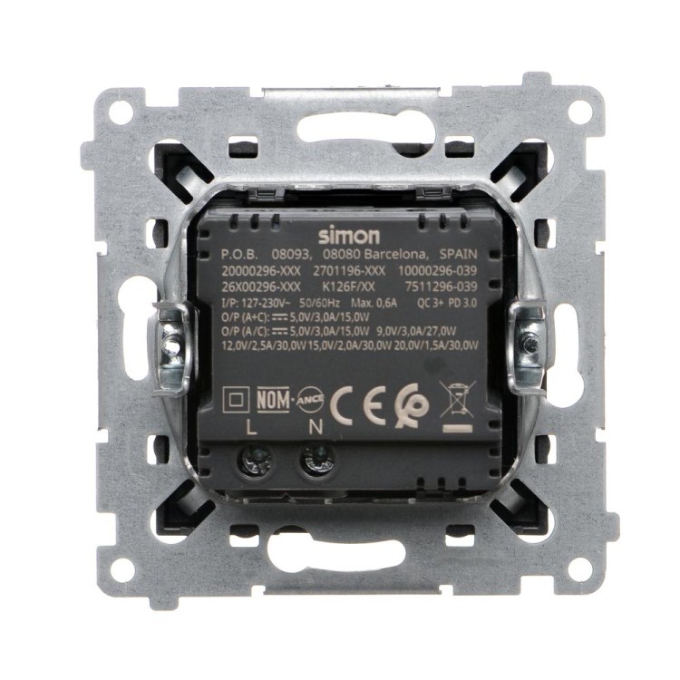 Ładowarka USB podwójna Simon 54 DEC2CAQ.01/48 Kontakt-Simon antracyt, metalizowany
