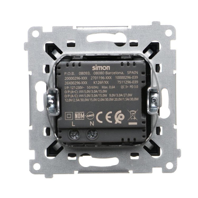 Ładowarka USB podwójna Simon 54 DEC2CAQ.01/49 Kontakt-Simon czarny mat