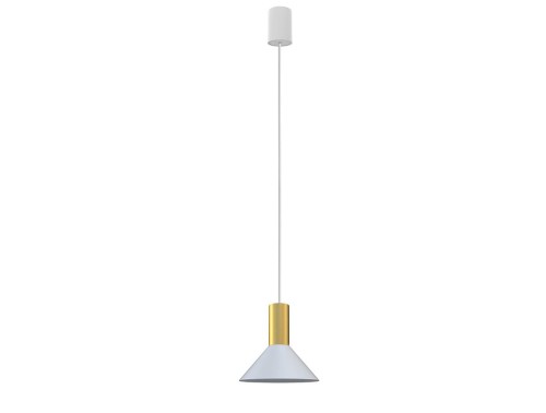 Lampa sufitowa wisząca Industrialna Loft HERMANOS A WHITE/SOLID BRASS 8040 NOWODVORSKI Lighting GU10 nowoczesna oprawa oświetleniowa metal mosiądz żyrandol biało-złoty pojedynczy zwis Inspiracje Premium