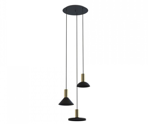 Lampa sufitowa wisząca Industrialna Loft HERMANOS III BLACK/SOLID BRASS 8030 NOWODVORSKI Lighting 3xGU10 nowoczesna oprawa oświetleniowa metal mosiądz żyrandol czarno-złoty czarno zwis Inspiracje Premium