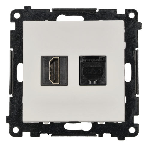 Gniazdo HDMI 2.1 + Komputerowe RJ45 kat.6. Simon 55 TGH21RJ45.01/111 Kontakt-Simon biały mat