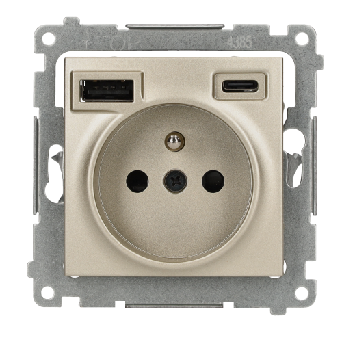 Gniazdo z ładowarką USB Simon 54 DGZ1ZUSB2CA.01/44 Kontakt-Simon złoty mat, metalizowany